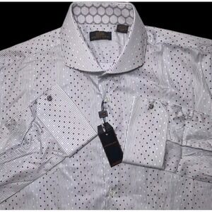 Steven Land Button Shirt Mens 17 1/2 Big Tall Multi Color Pattern‎ Flip Cuffs